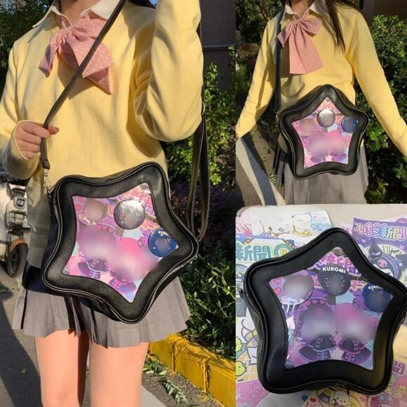 Star Shape PU Leather Backpack Crossbody Y2K Aesthetic Cute Handbag main image 7